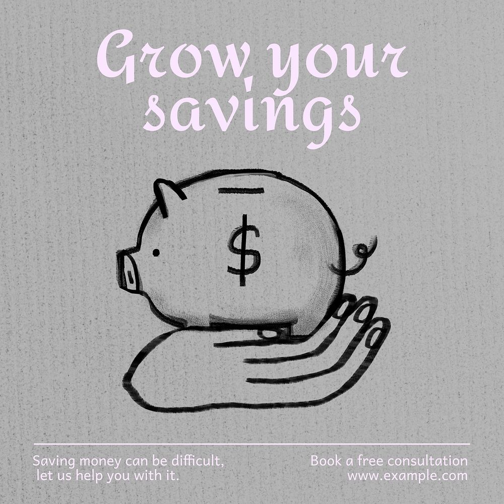 Piggy bank Instagram post template  design