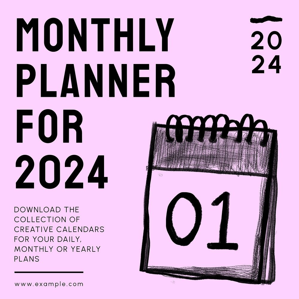 Monthly planner Instagram post template  design