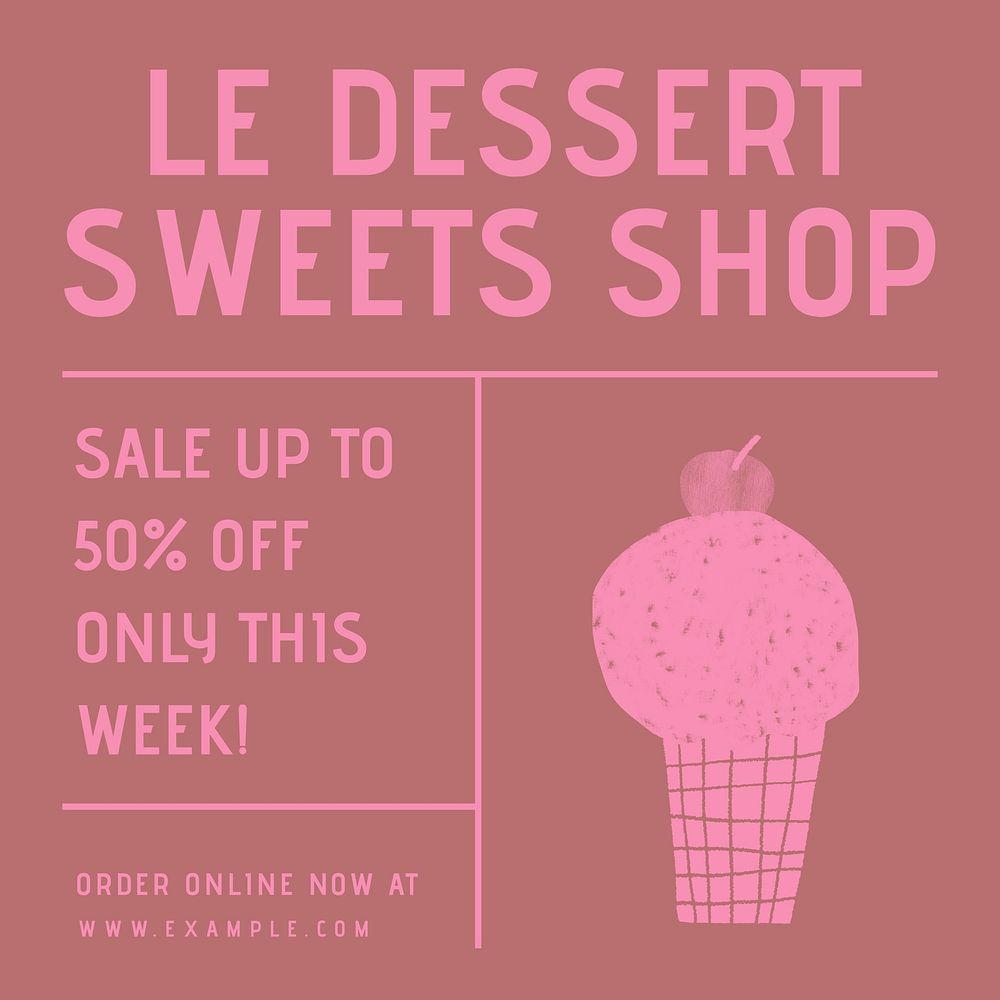 Sweet shop Instagram post template, editable design