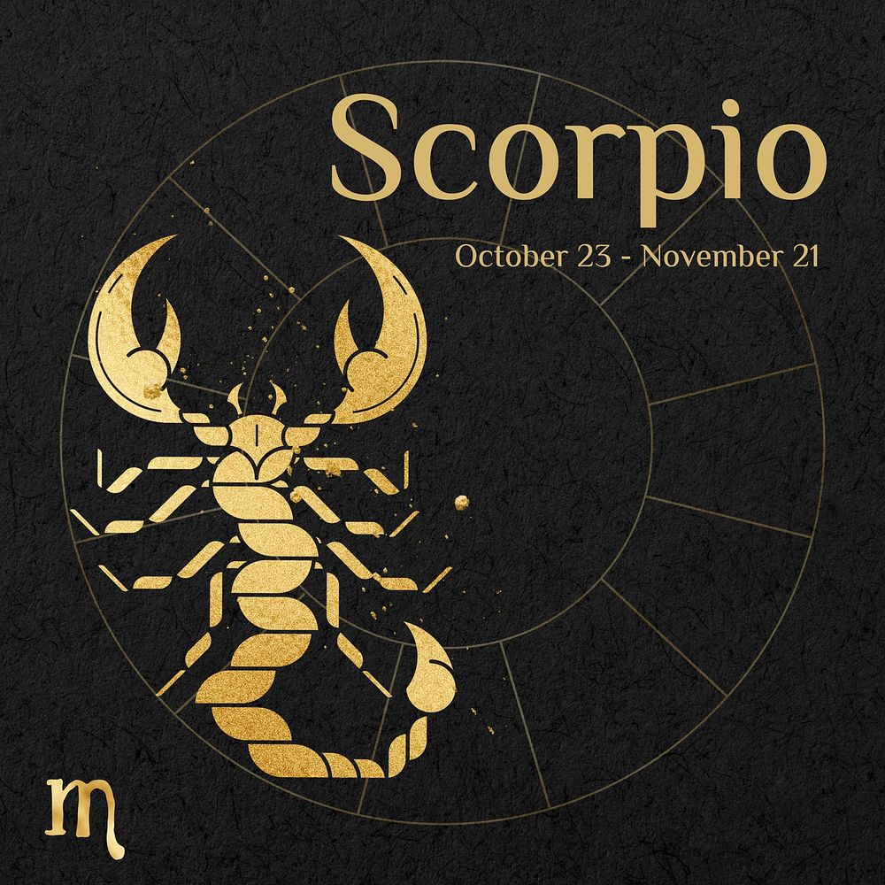 Scorpio Instagram post template, editable gold Art Nouveau horoscope sign, remixed by rawpixel