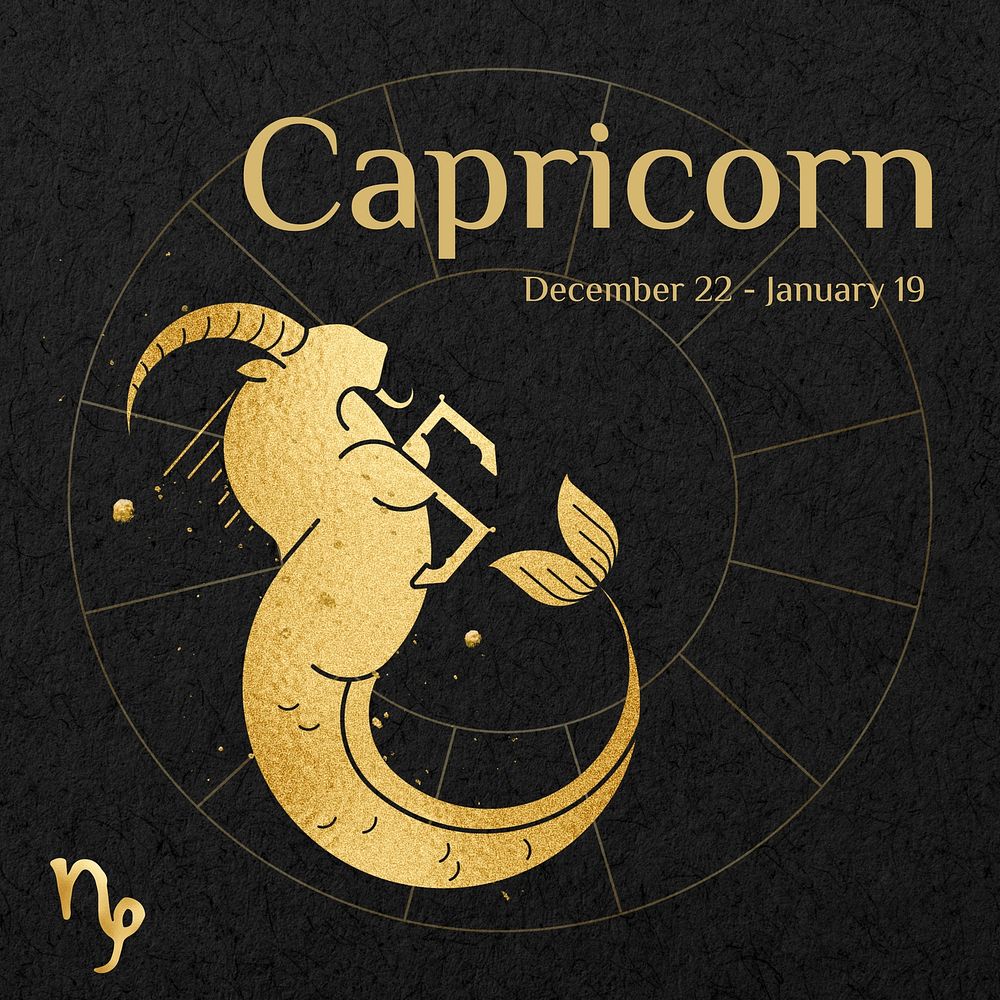 Capricorn Instagram post template, editable gold Art Nouveau horoscope sign, remixed by rawpixel
