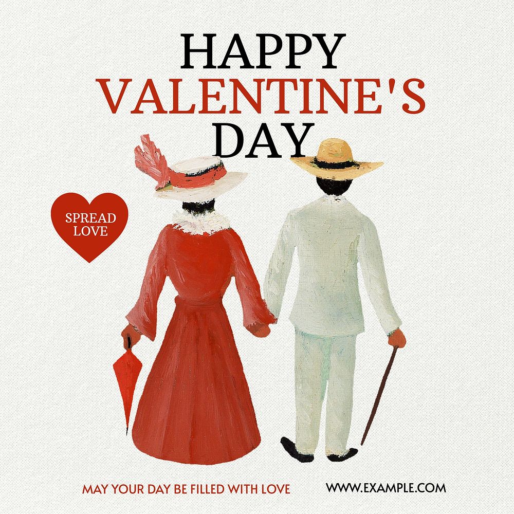 Valentine's Day Instagram post template,   design. Famous art.