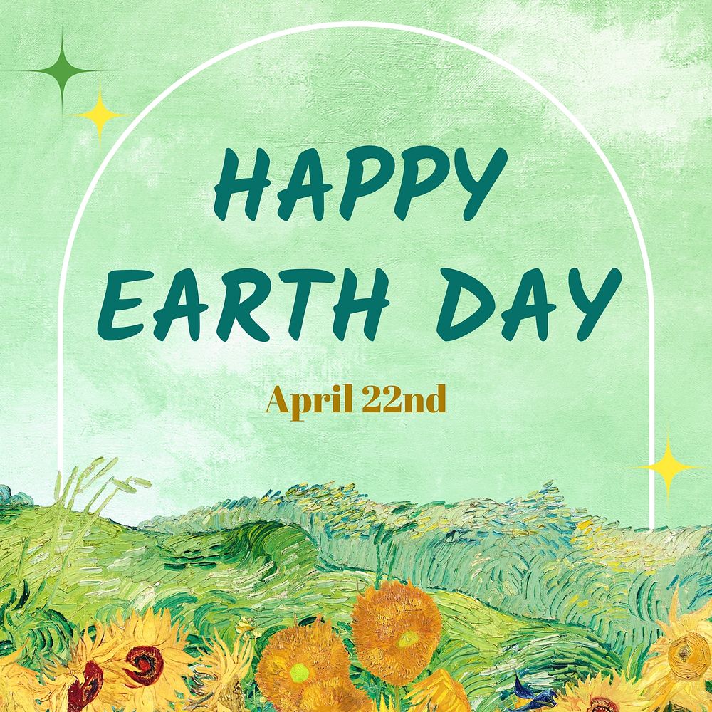 Earth Day Instagram post template,  Van Gogh's famous painting design
