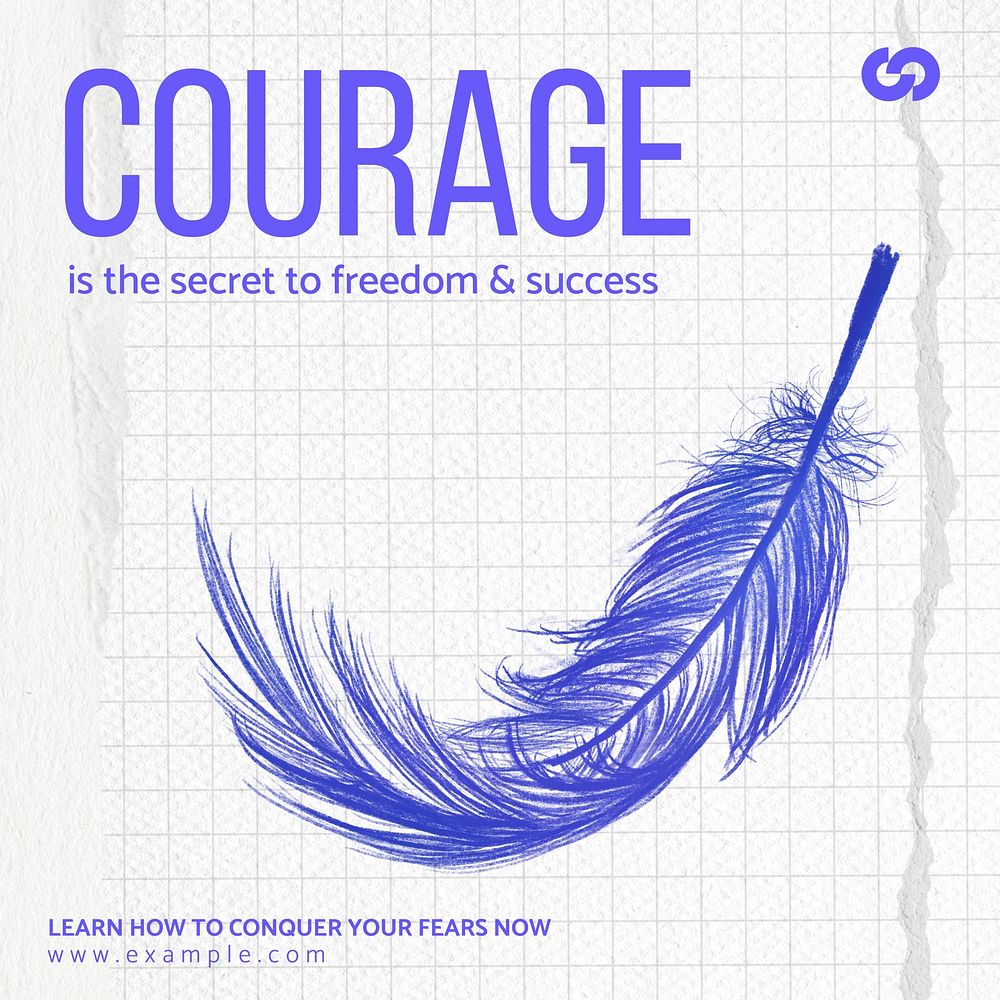 Courage & success quote Instagram post template, editable text