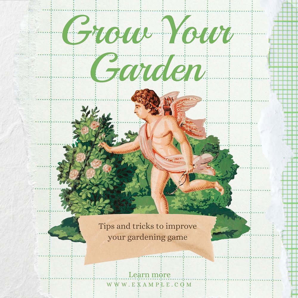 Grow your garden Instagram post template, editable text