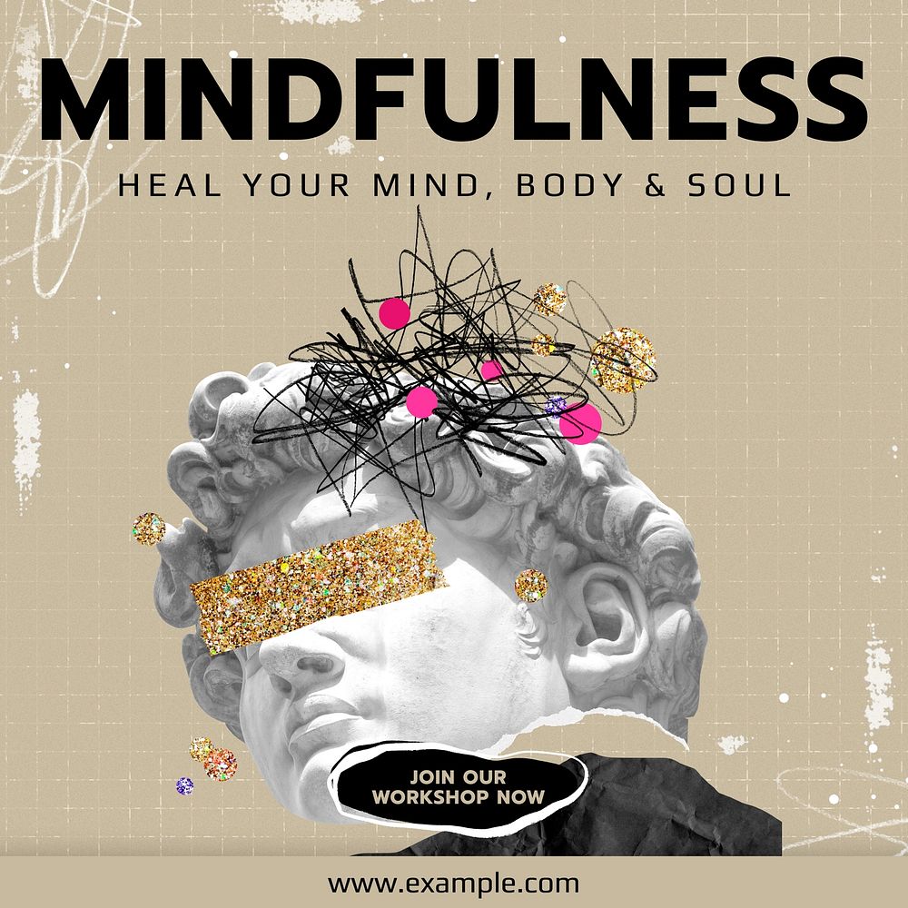Mindfulness workshop Instagram post template