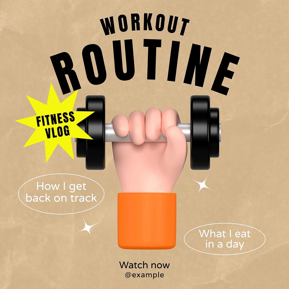 Workout routine Instagram post template