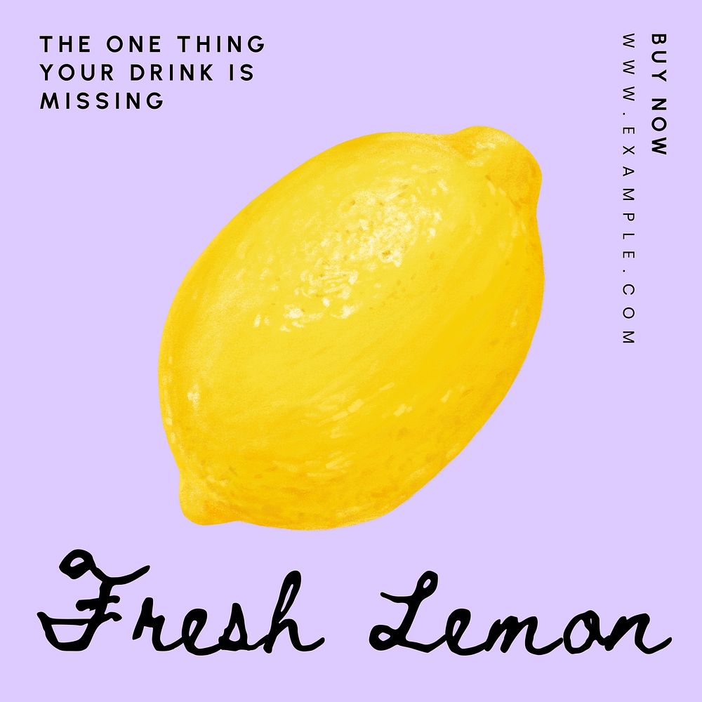 Fresh lemon Instagram post template, editable text