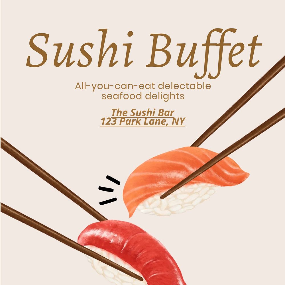 Sushi buffet Instagram post template