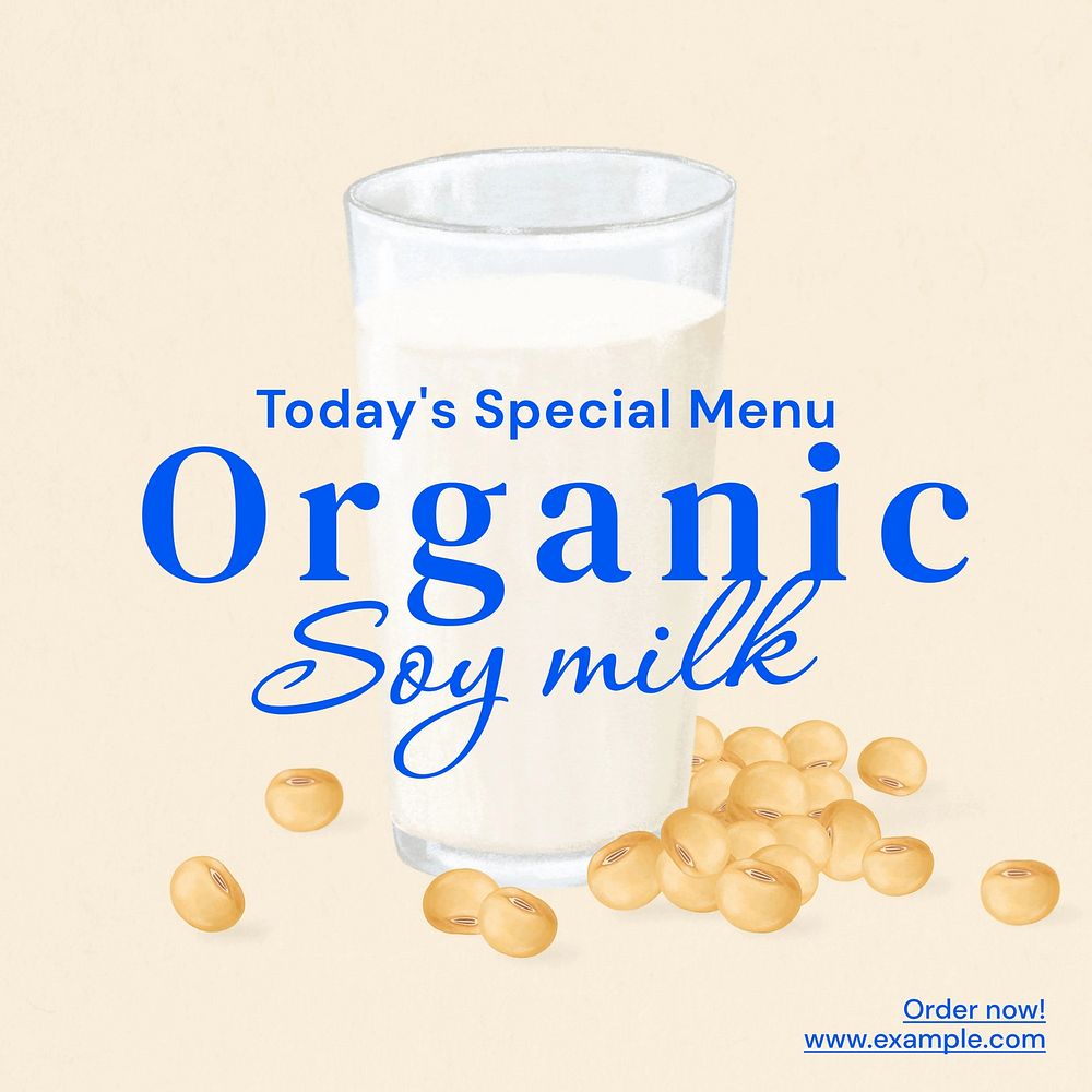 Soy milk Instagram post template, editable text