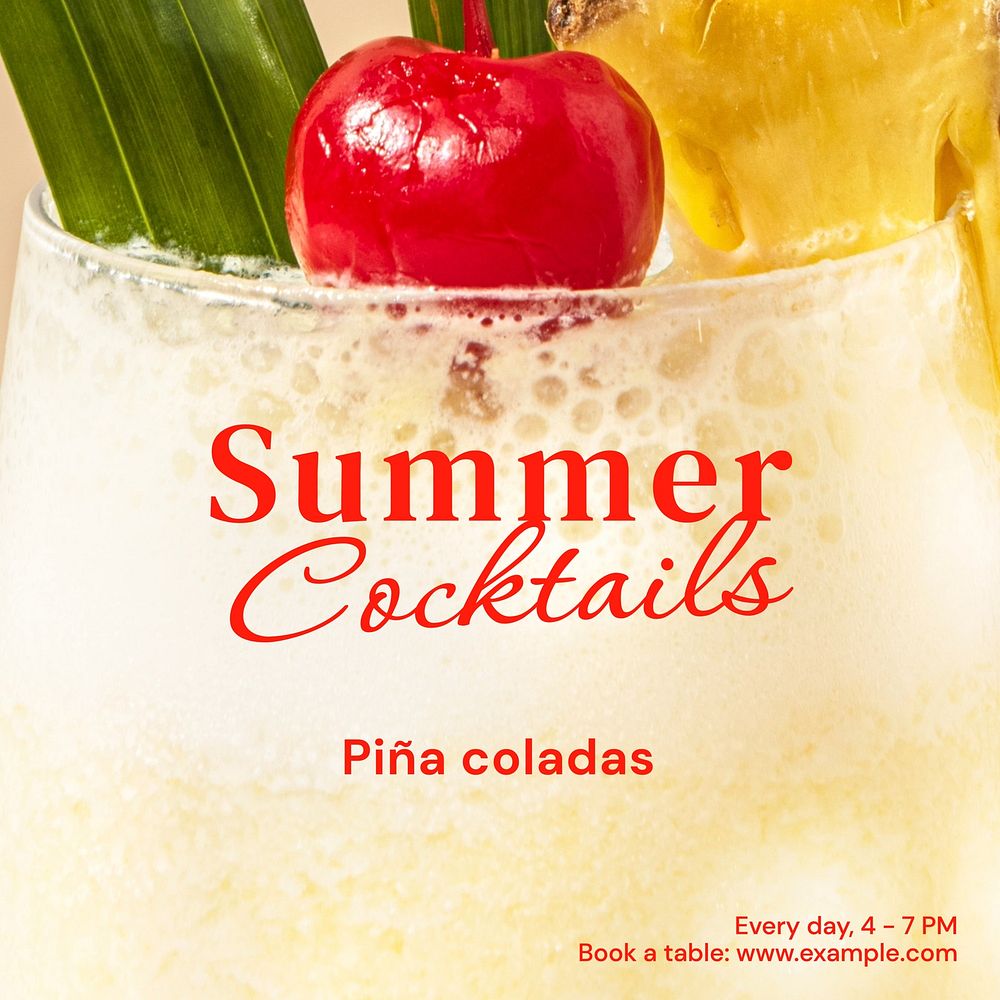 Summer cocktails Facebook post template  design