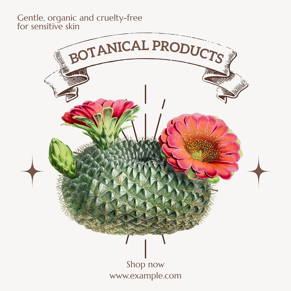 Botanical products Instagram post template, editable text