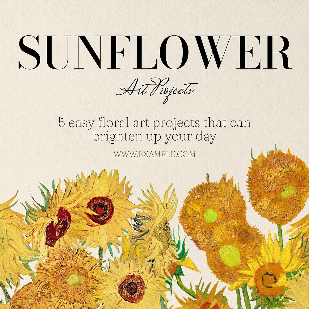 Sunflower art Instagram post template