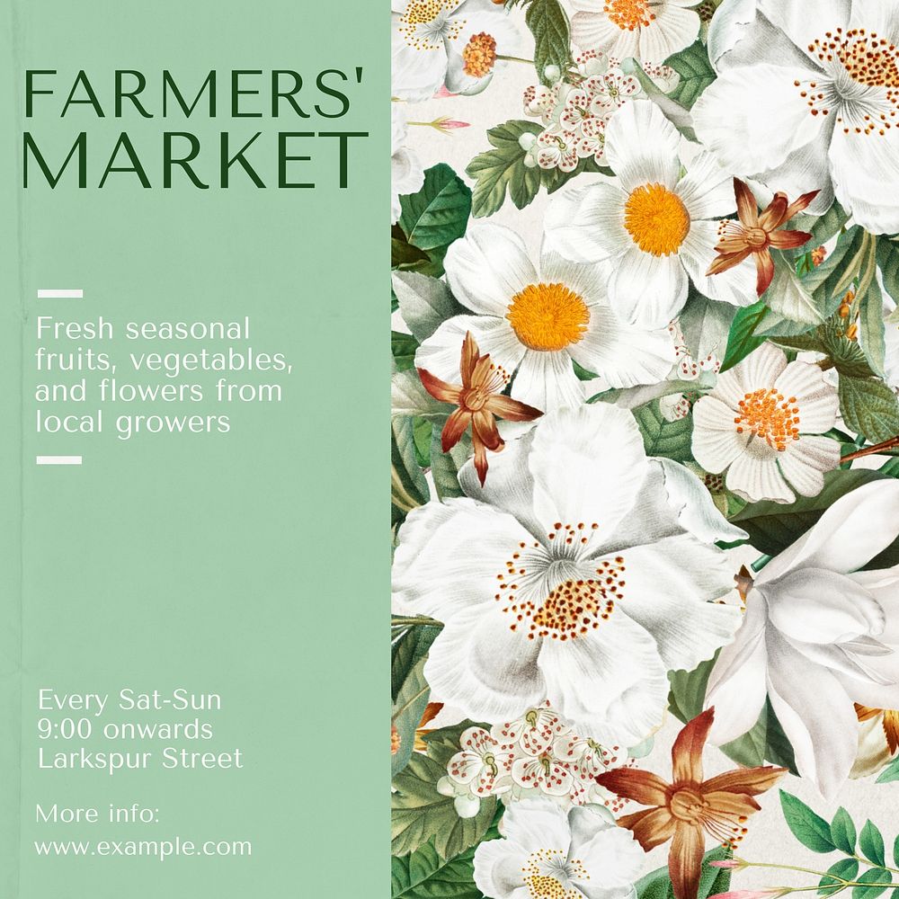 Farmers' market Facebook post template