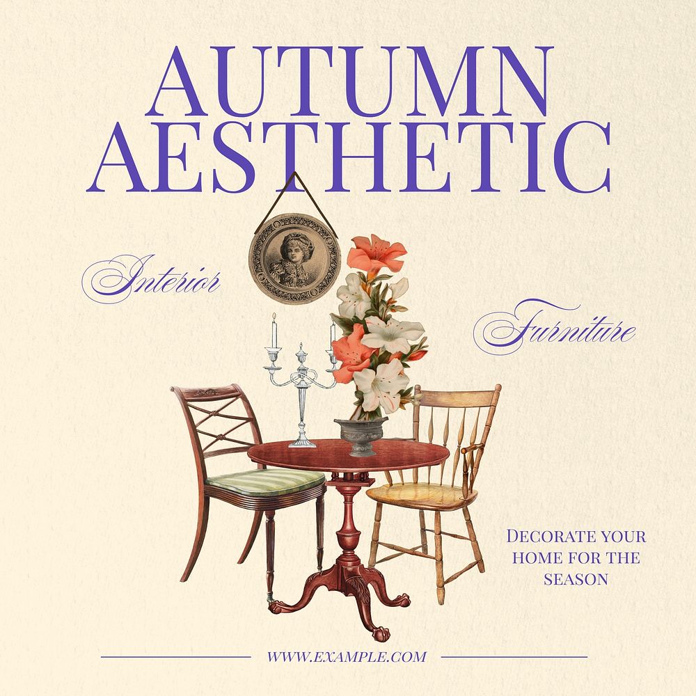 Autumn home decoration Instagram post template  design