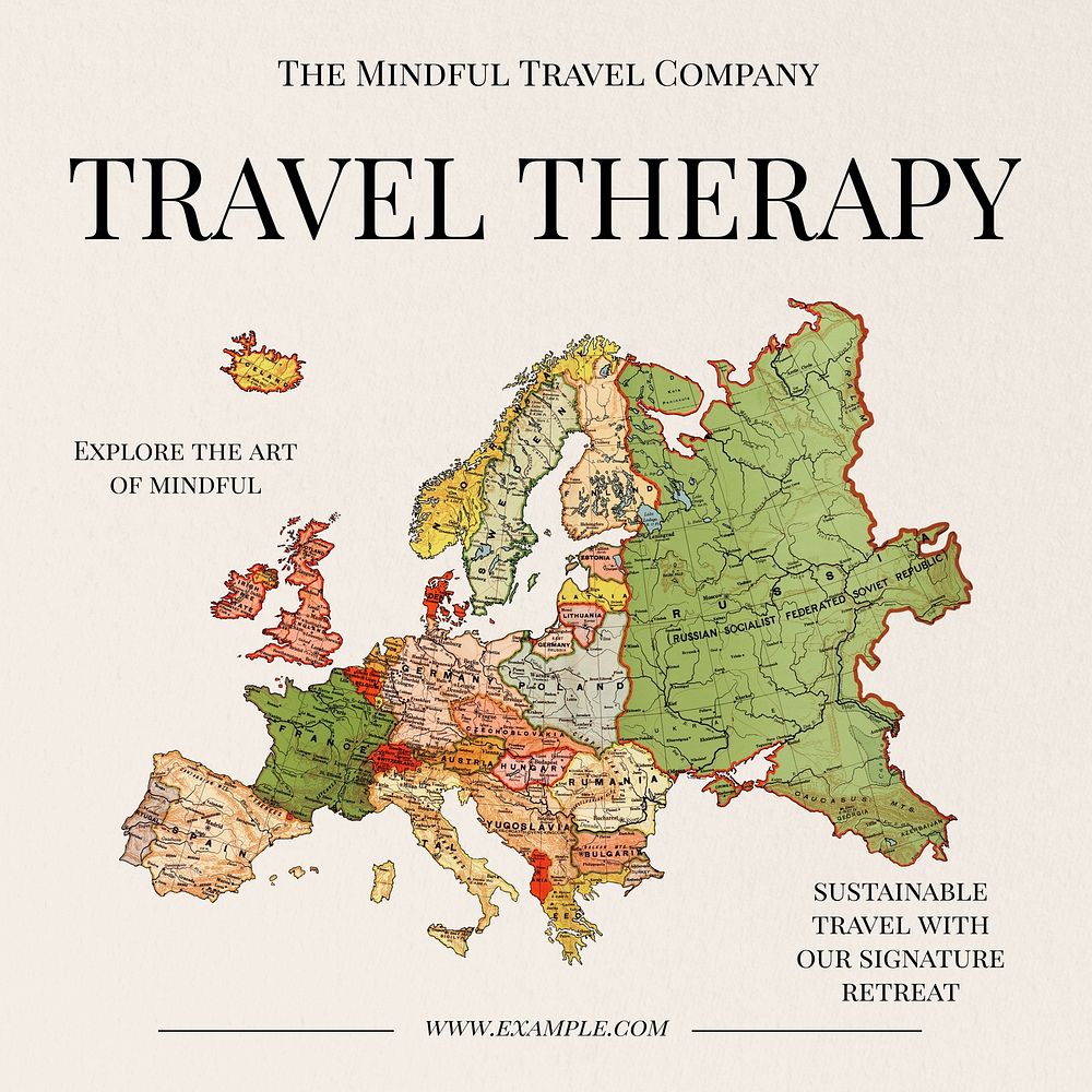 Travel therapy Instagram post template  