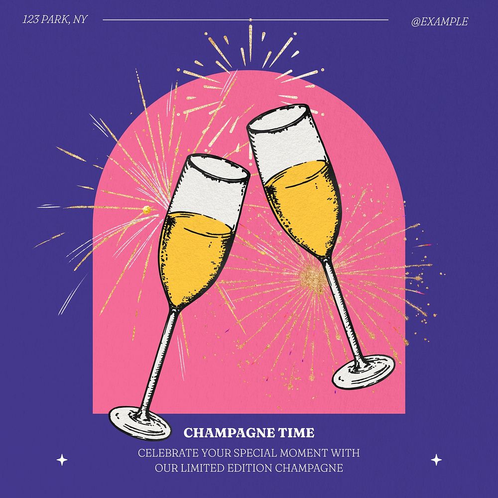 Champagne time Instagram post template  