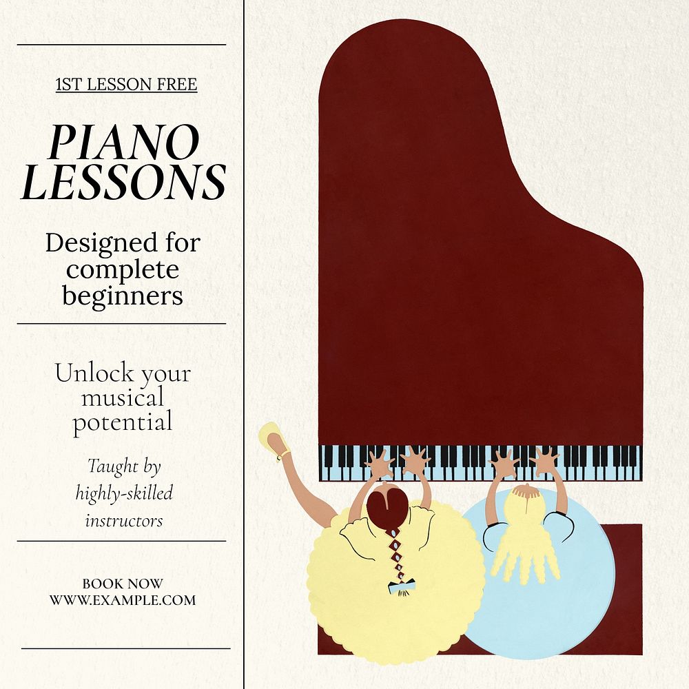 Piano lessons Instagram post template  
