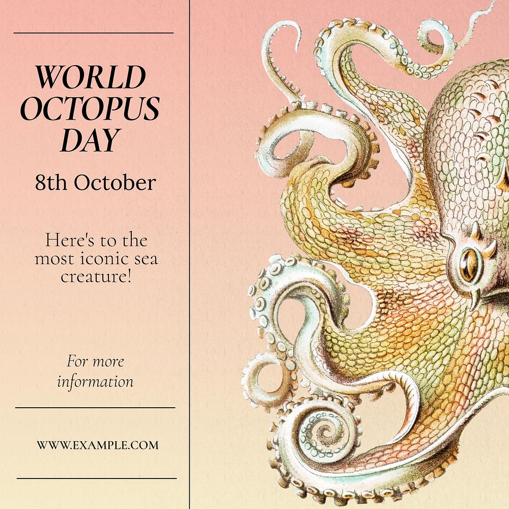 World octopus day Instagram post template