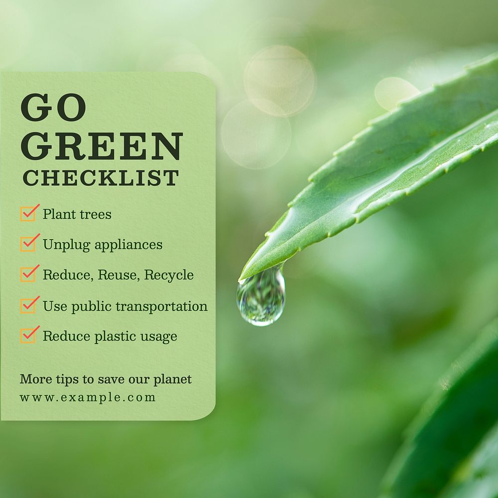 Go green checklist Facebook post template