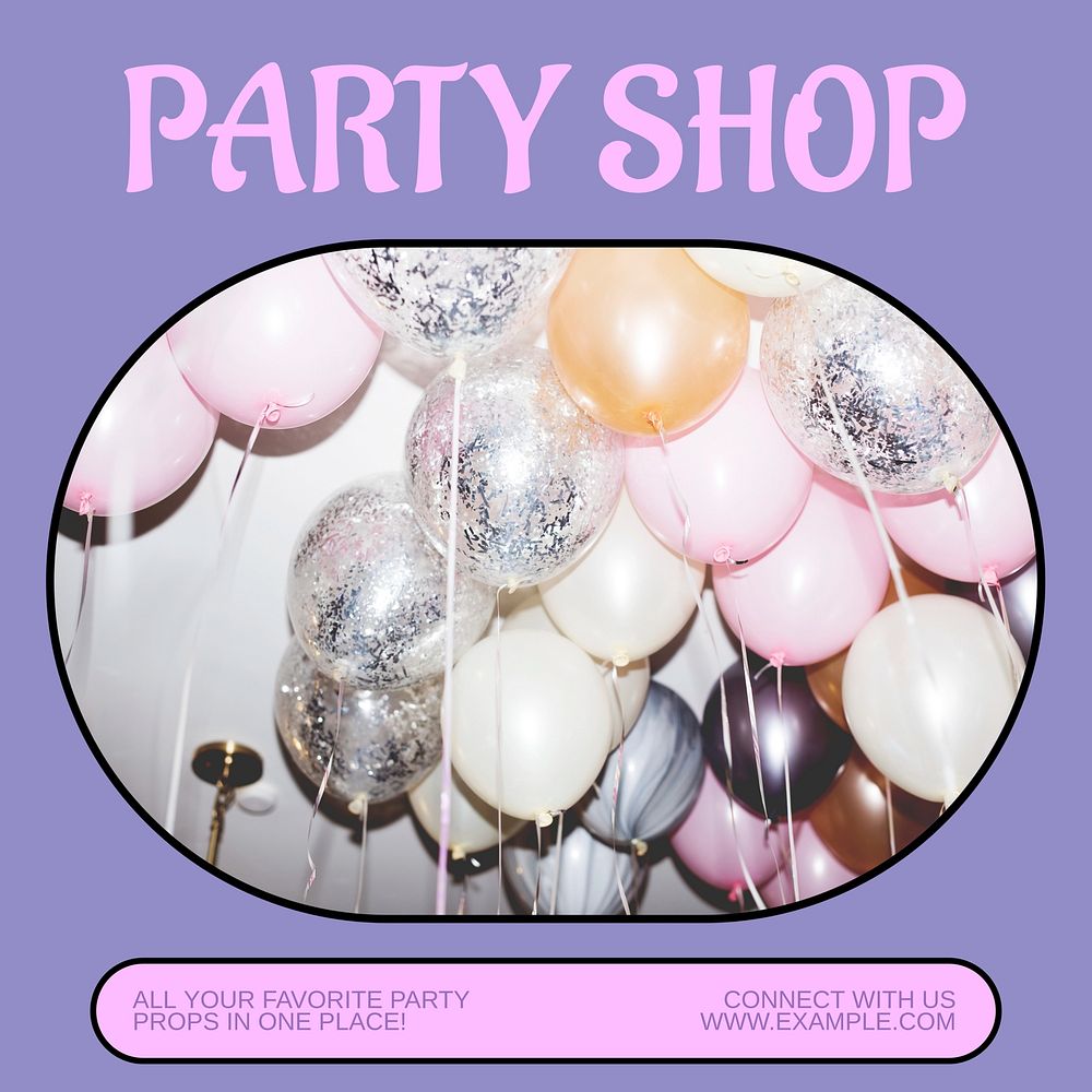 Party shop Instagram post template, editable design