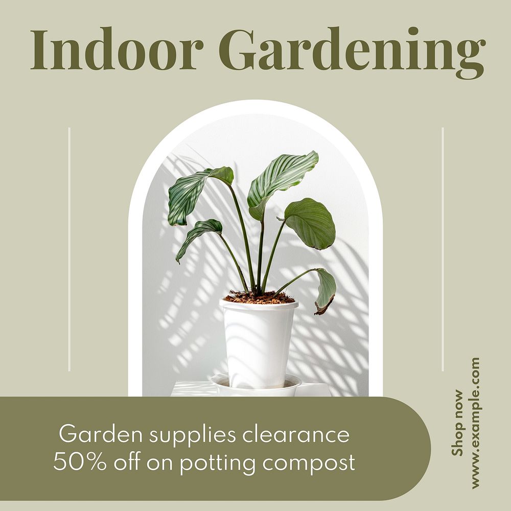 Indoor gardening  Instagram post template