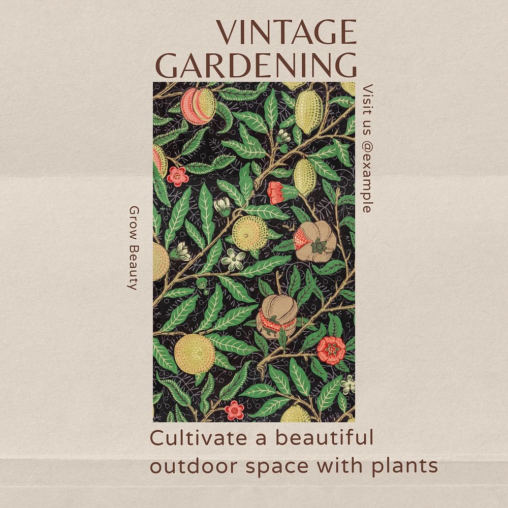 Vintage gardening Instagram post template