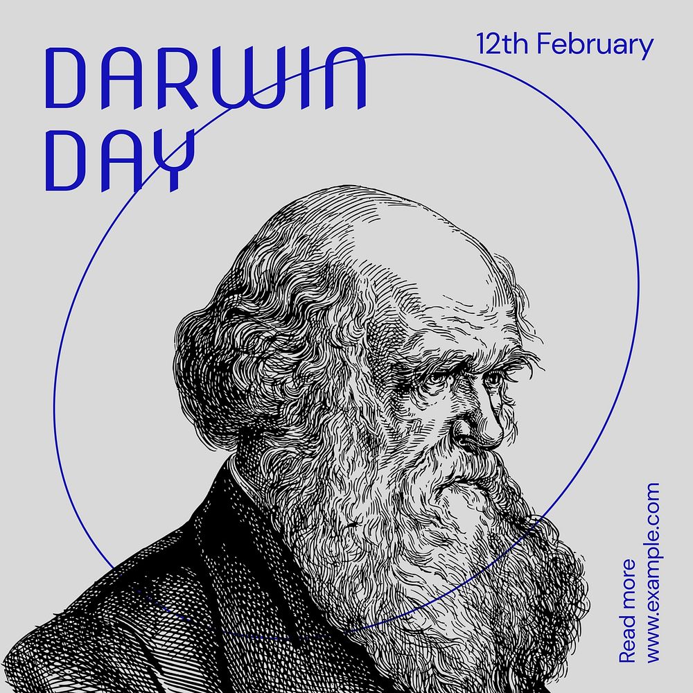 Darwin day Instagram post template, editable text
