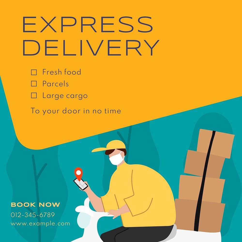 Express delivery Instagram post template  design