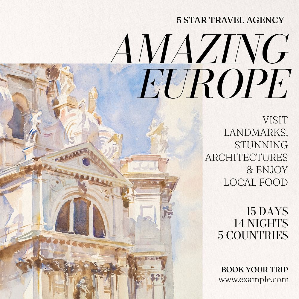 Europe trip Instagram post template