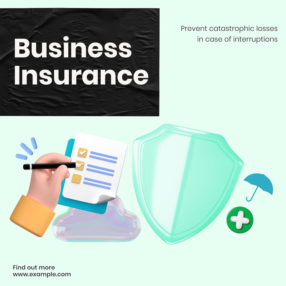 Business insurance Instagram post template, editable text