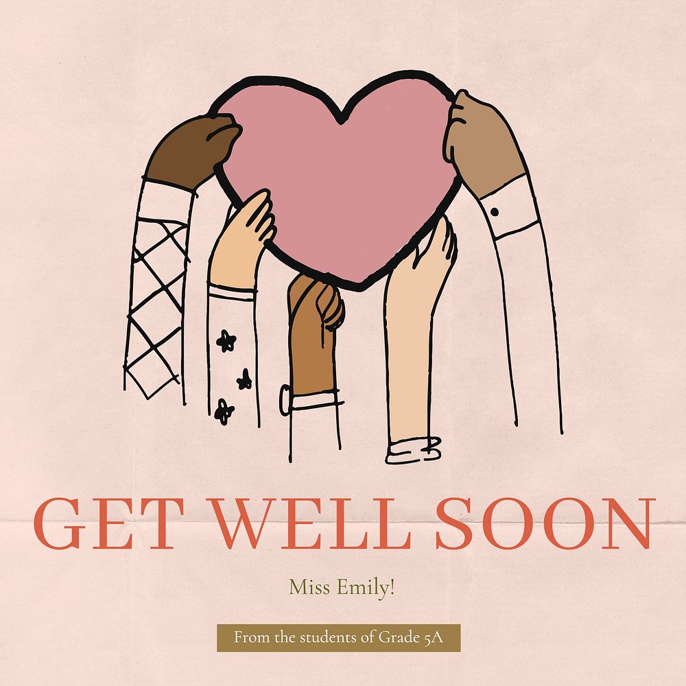 Get well soon teacher Instagram post template