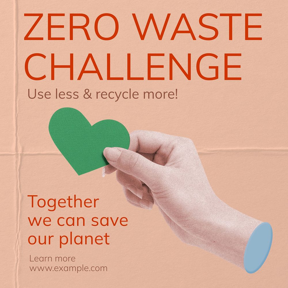Zero waste challenge Instagram post template