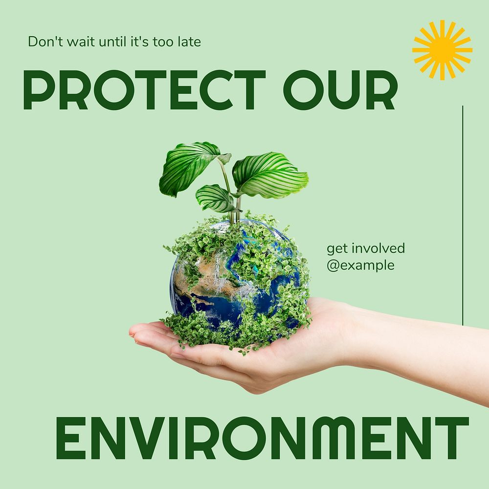 Protect our environment post template, editable social media design