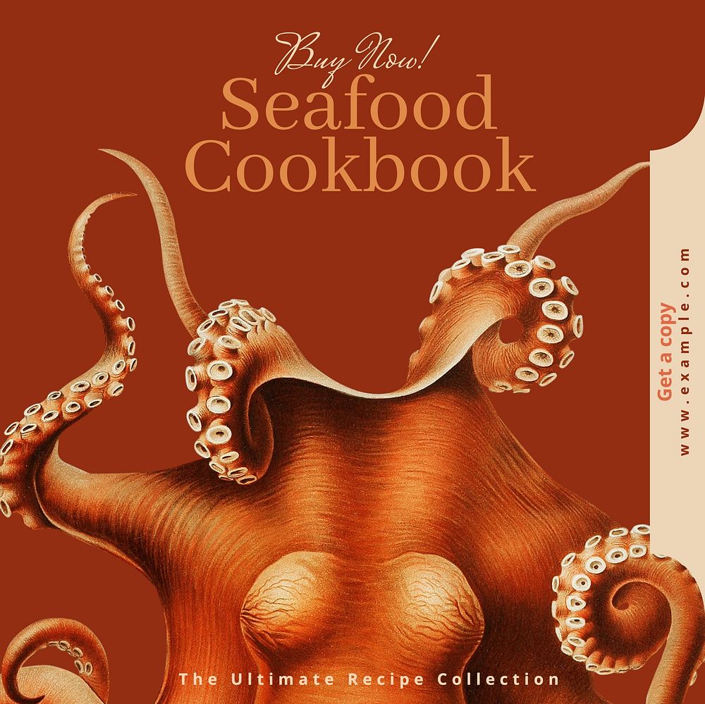 Seafood cookbook Facebook post template