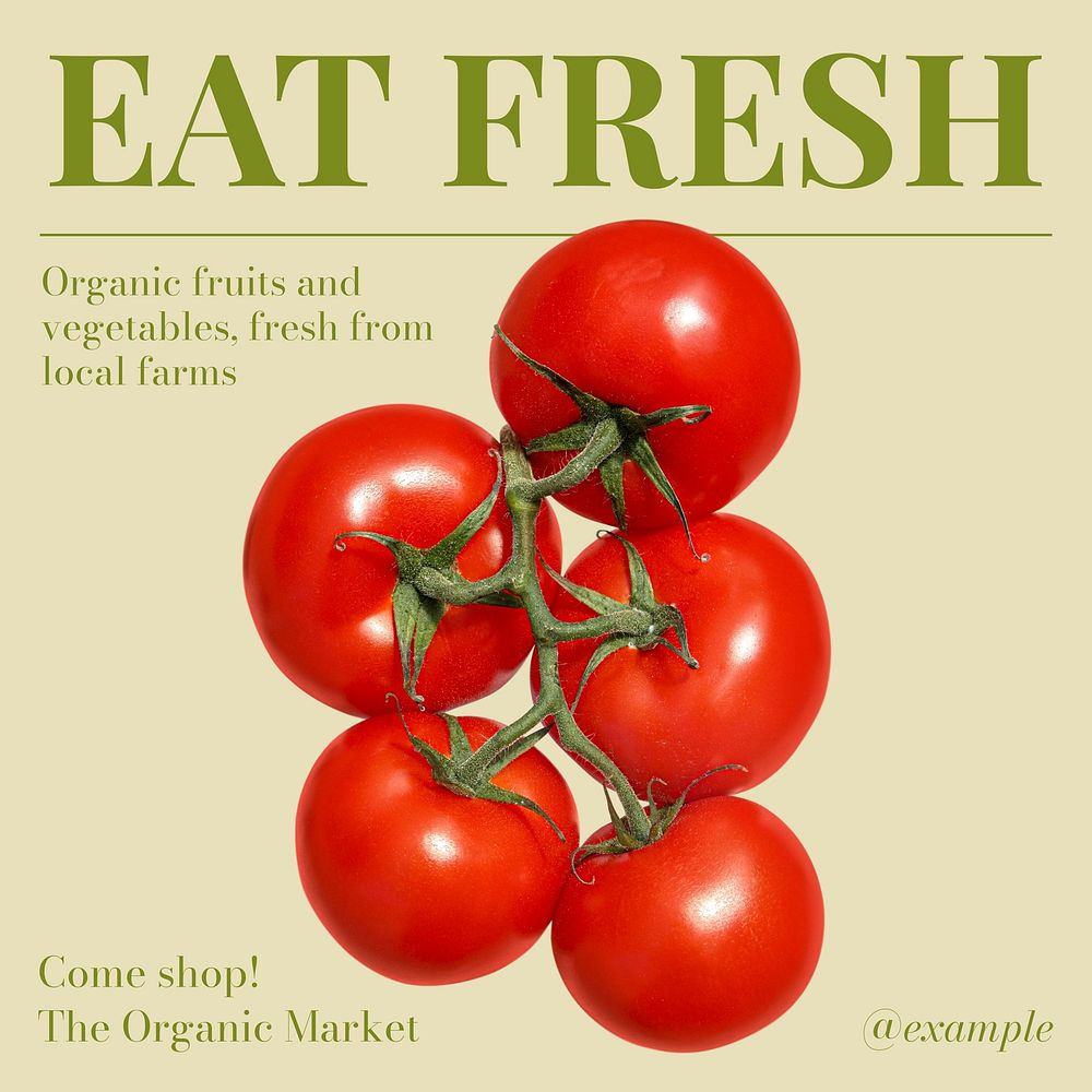 Organic supermarket Instagram post template, editable design