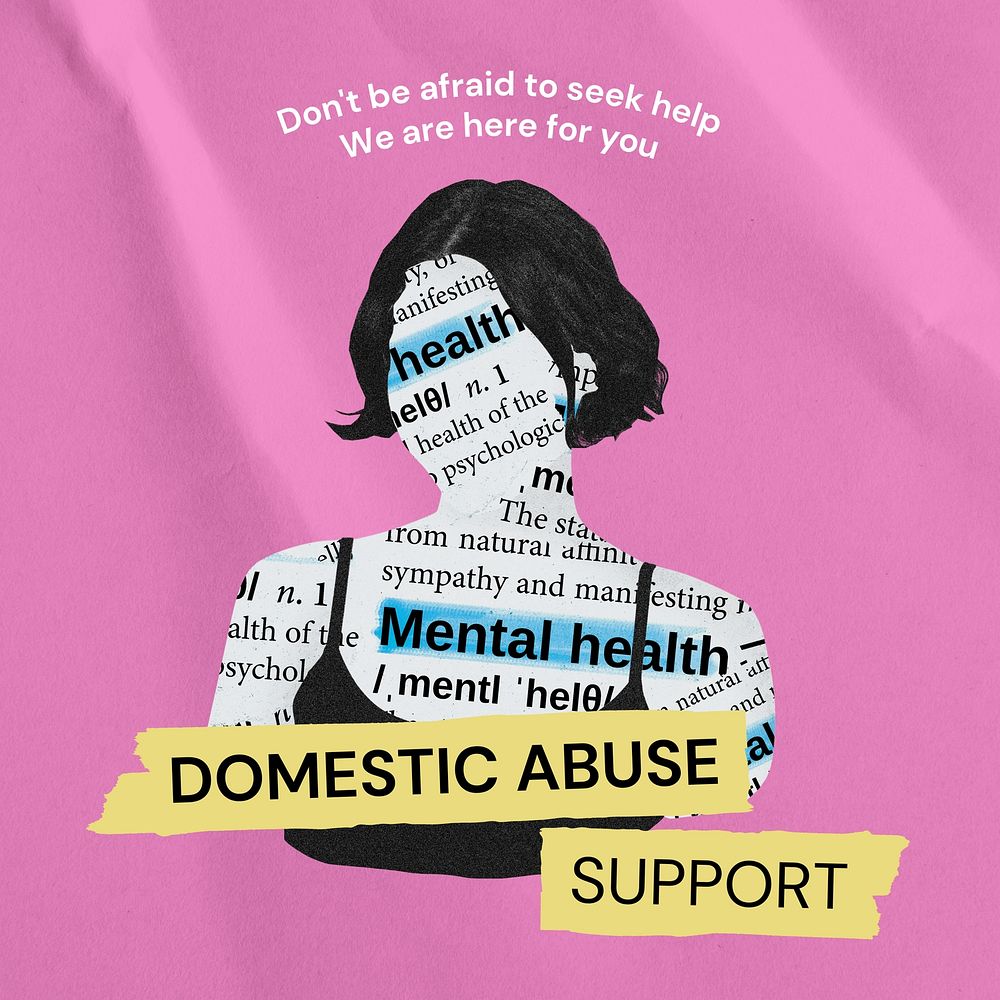 Domestic abuse support post template, editable social media design