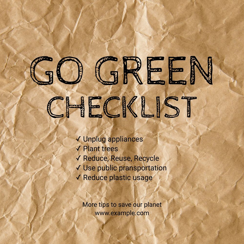 Go green checklist Instagram post template