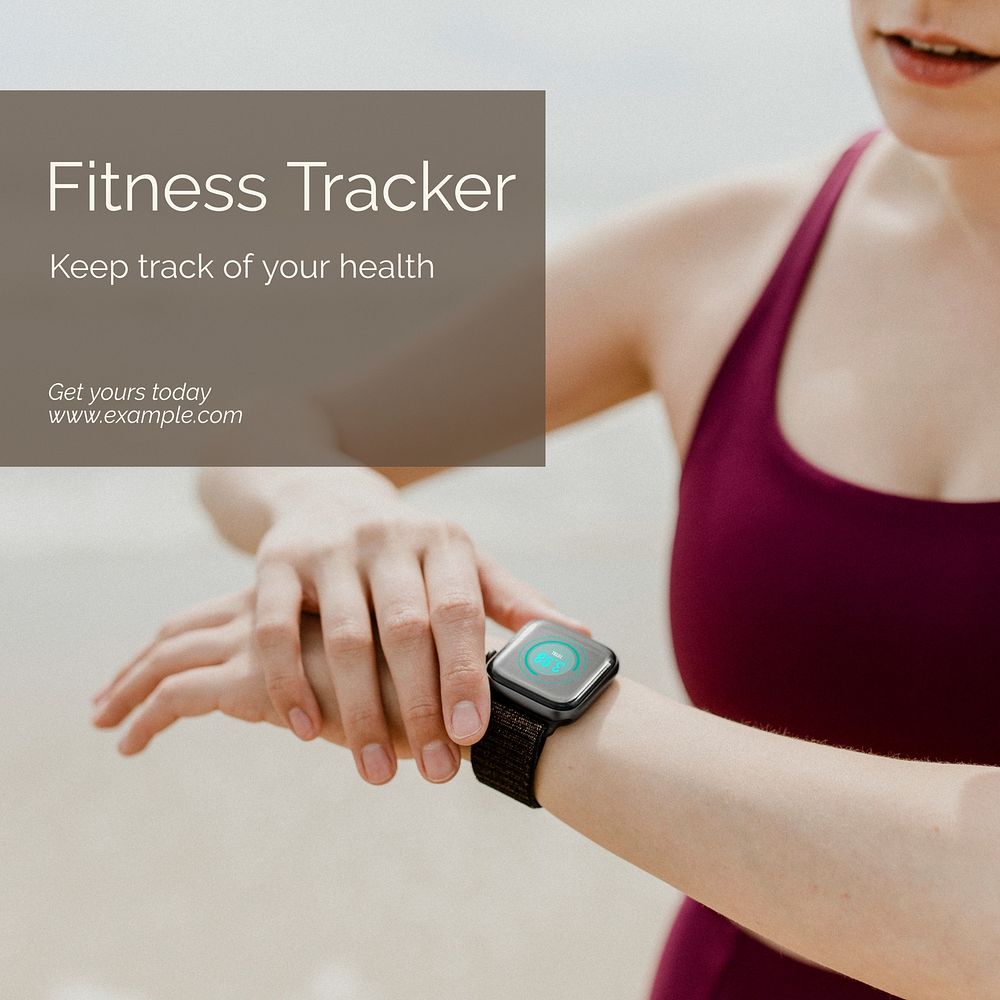 Fitness tracker Instagram post template, editable text