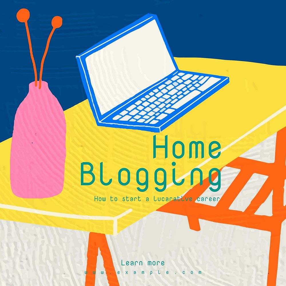 Home blogging Instagram post template, editable text