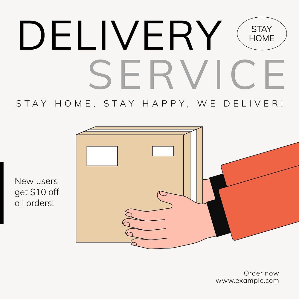 Delivery service Instagram post template, editable text