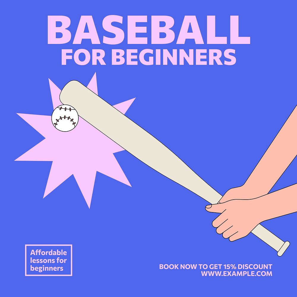 Baseball lessons Instagram post template  