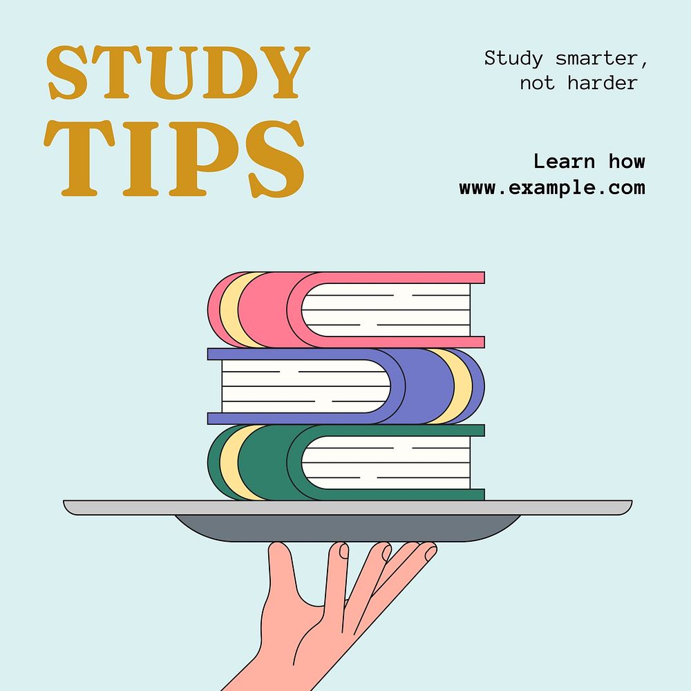 Study tips Instagram post template, editable text