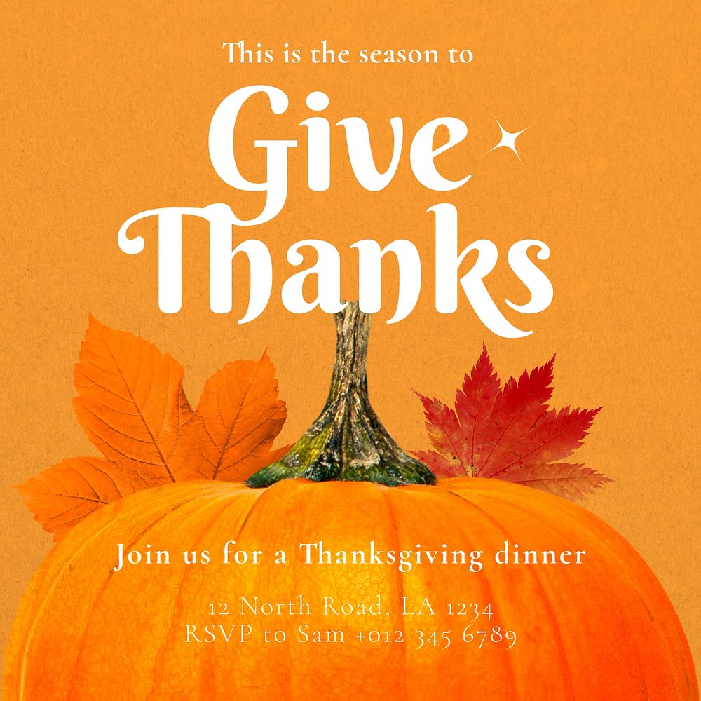 Thanksgiving dinner Instagram post template