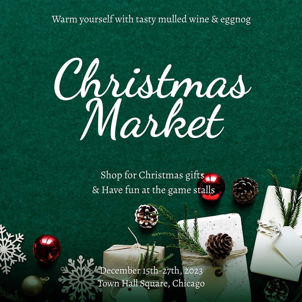 Christmas market ad Instagram post template