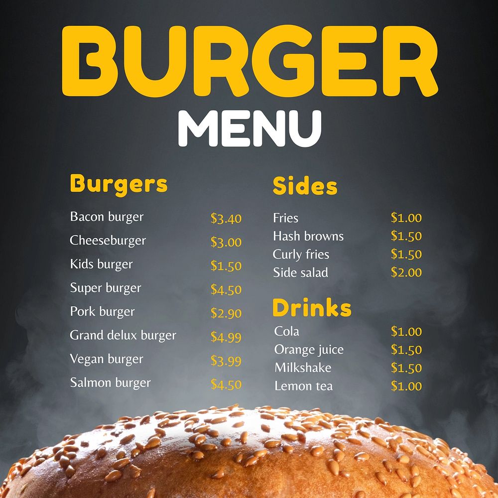 Burger menu Instagram post template