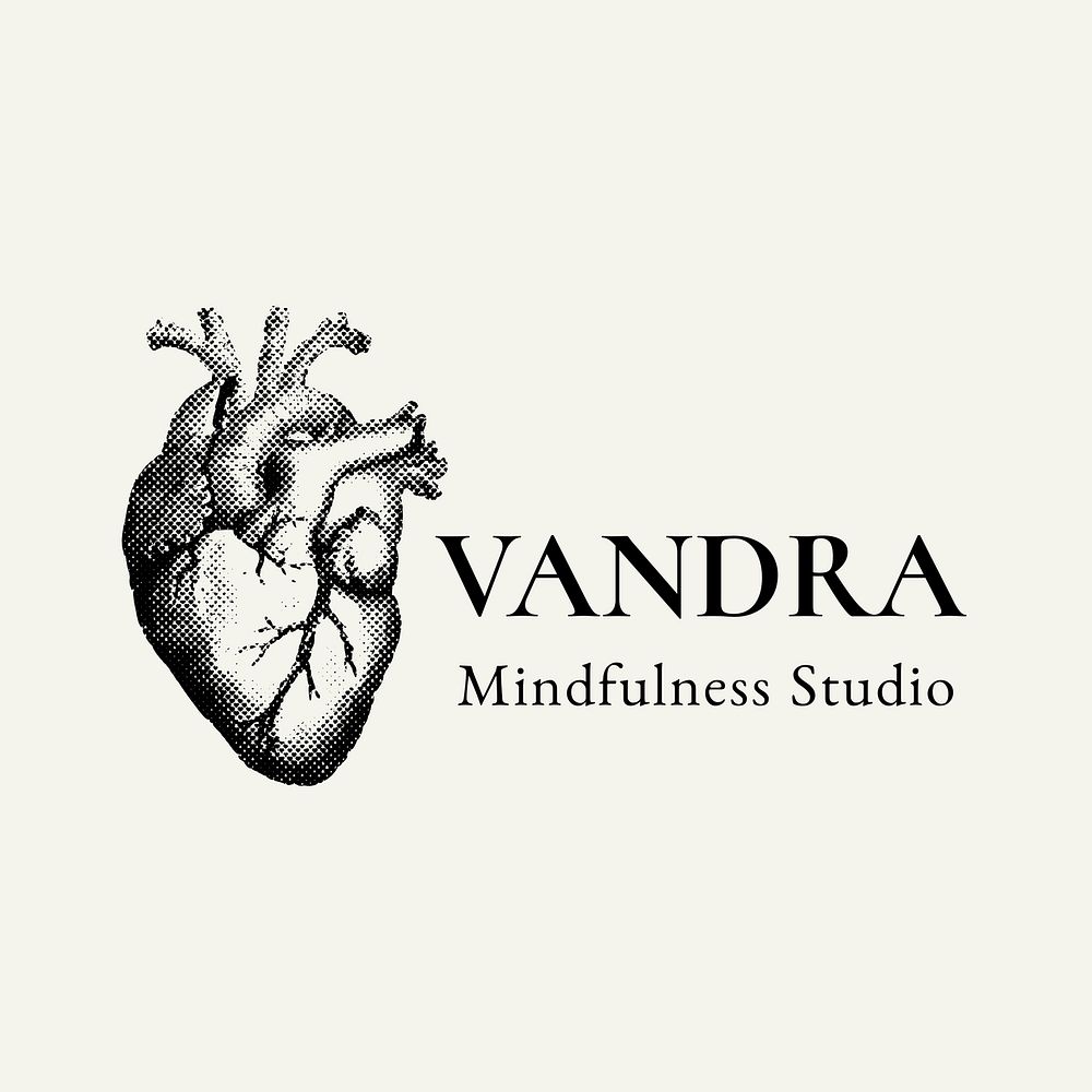 Mindfulness studio vintage logo template, editable design