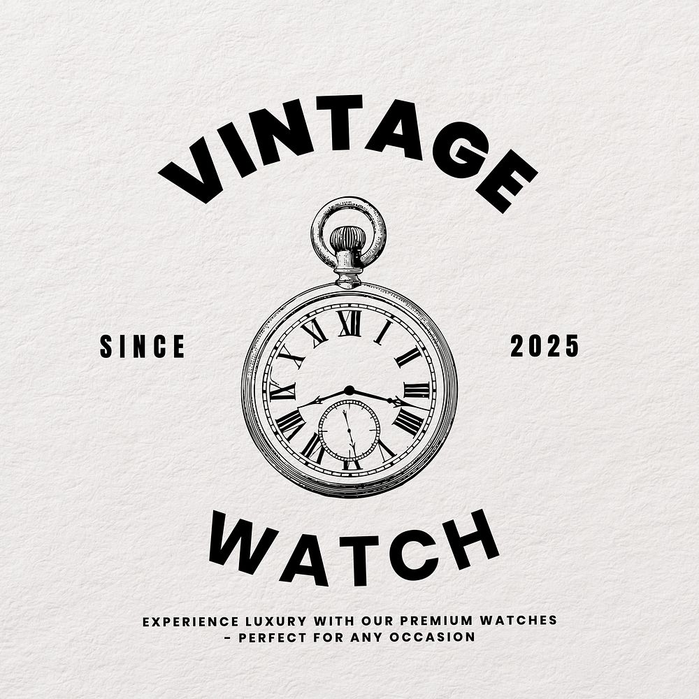 Vintage watch white logo template