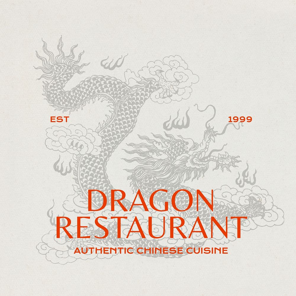 Chinese restaurant vintage logo template