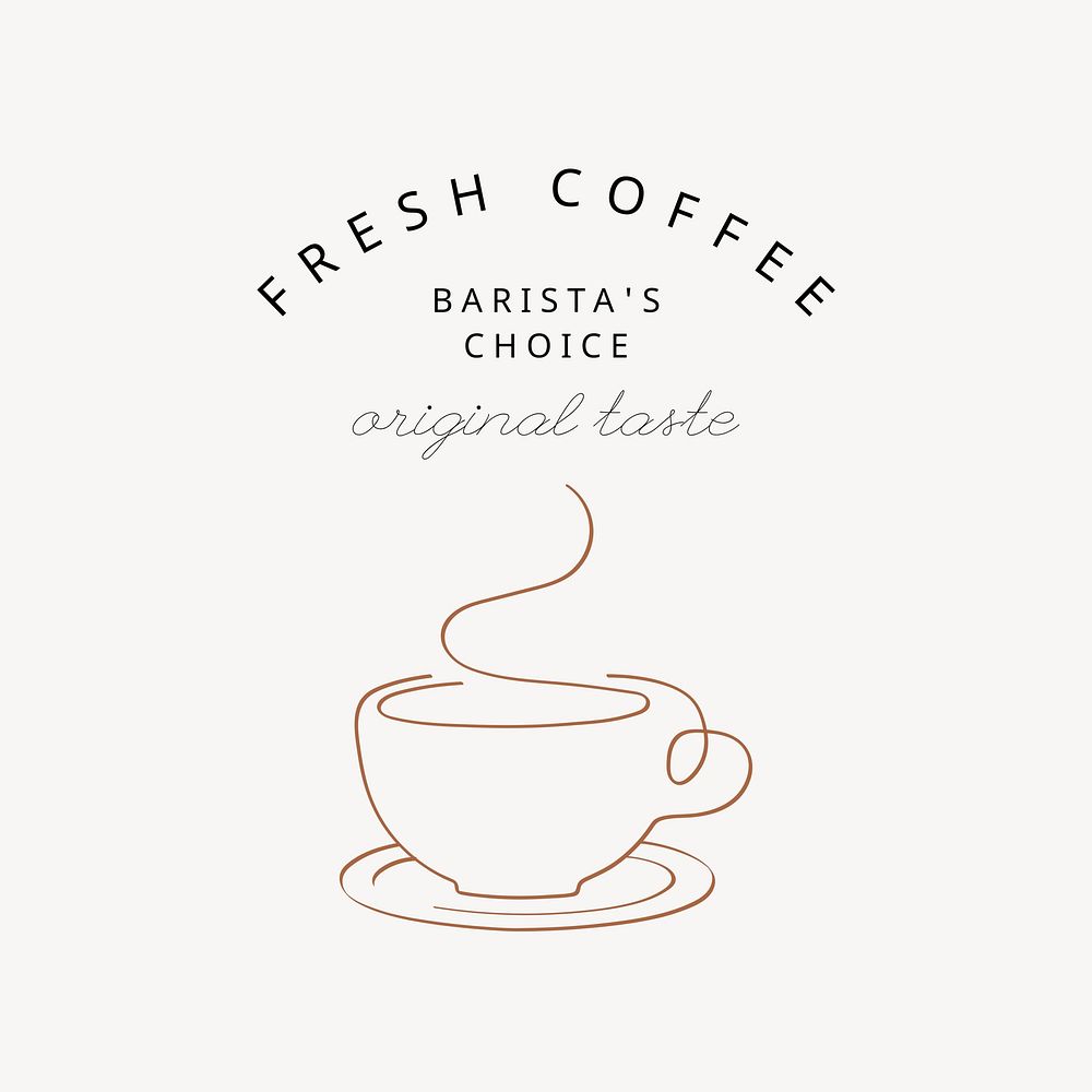 Coffee shop logo template, editable text